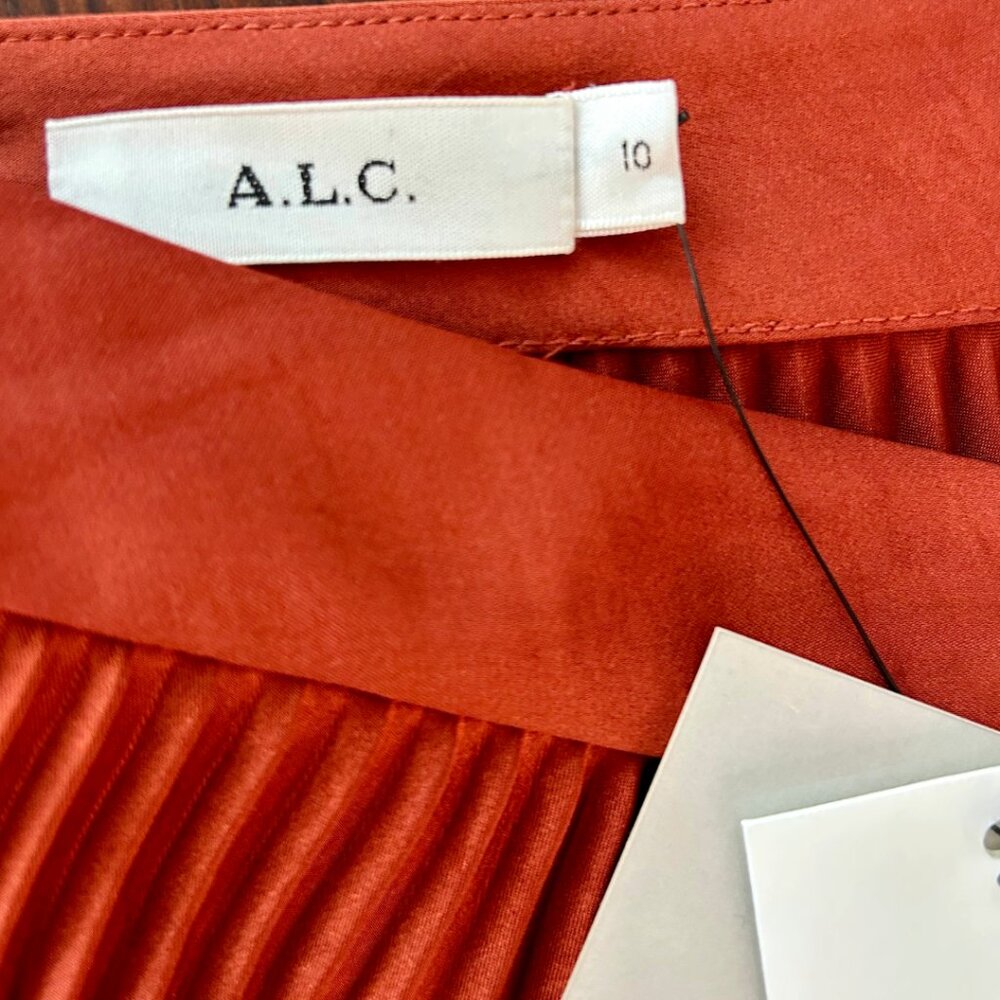 NWT A.L.C. Vintage Satin Bobby Skirt - Luxury Pleated Maxi-Copper- Size 10 - Picture 9 of 11